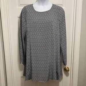 Gibson Latimer Monochrome Patterned Long Sleeve Dress